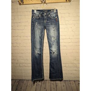 Silver jeans distressed Lola flare jeans 25x33 *